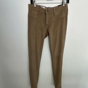 Bleulab Women's Jeans‎ reversible Metallic Silver/Suede Tan Zip Button 5-Pocket
